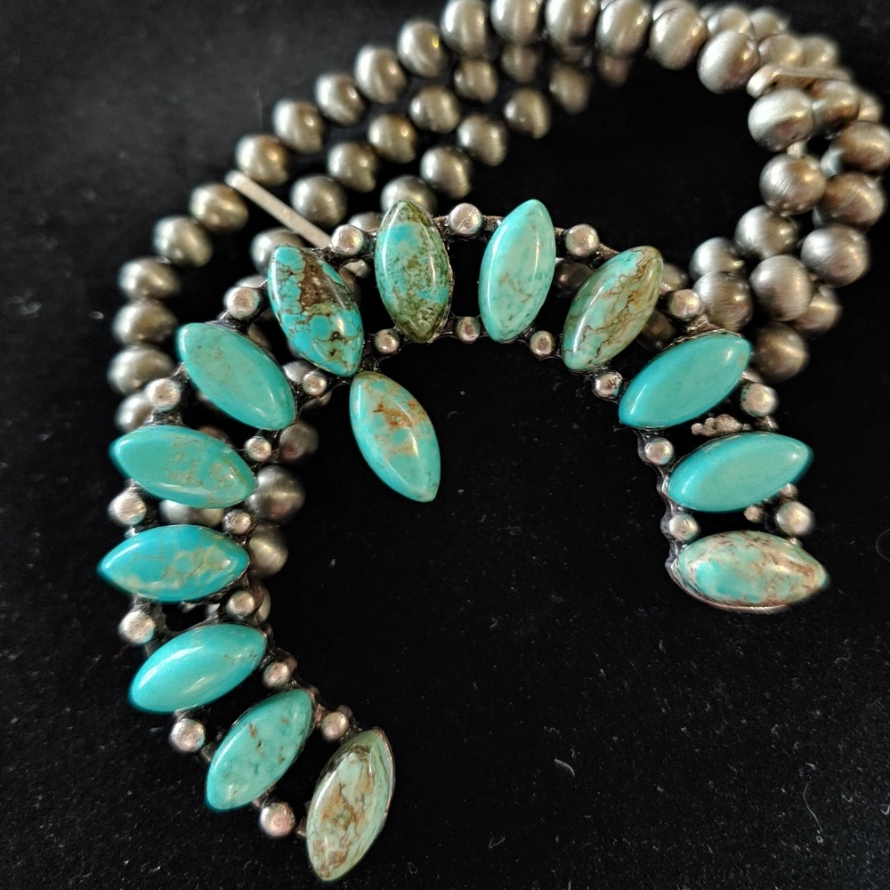 Turquoise Squash Blossom Stretch Bracelet